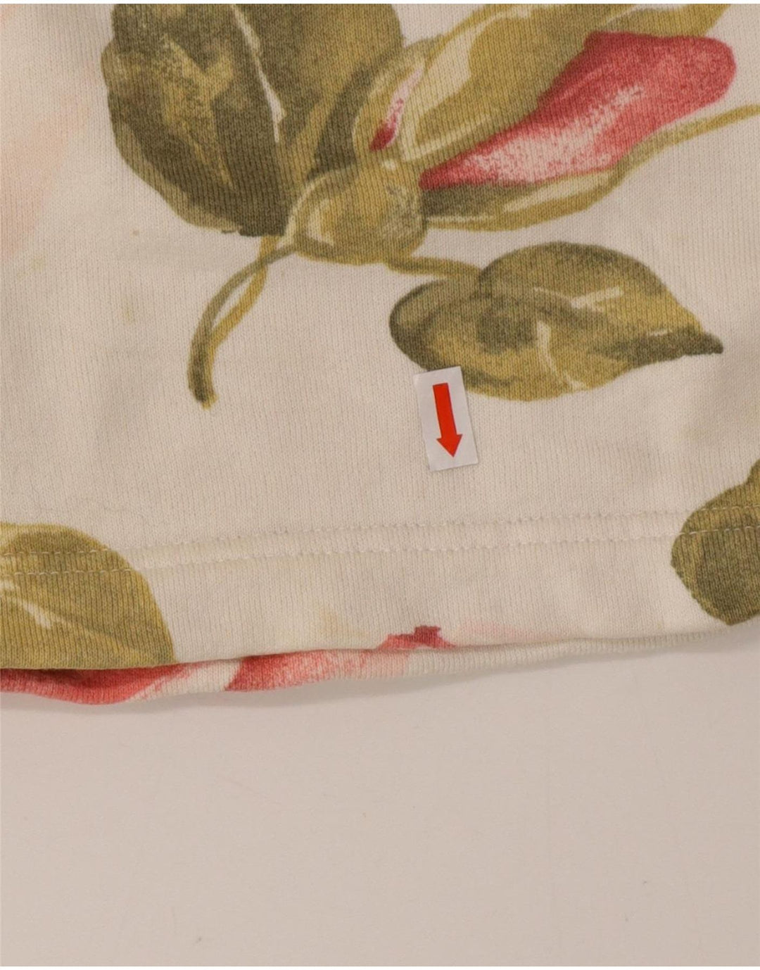 VINTAGE Womens Top Long Sleeve UK 16 Large Off White Floral Cotton