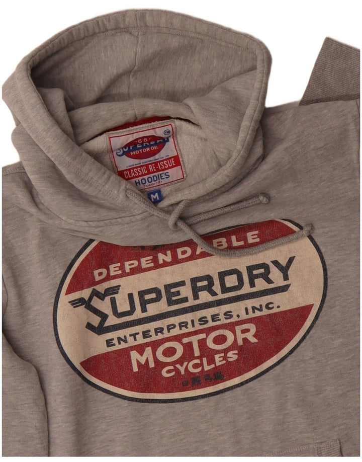 SUPERDRY Mens Graphic Hoodie Jumper Medium Grey Cotton