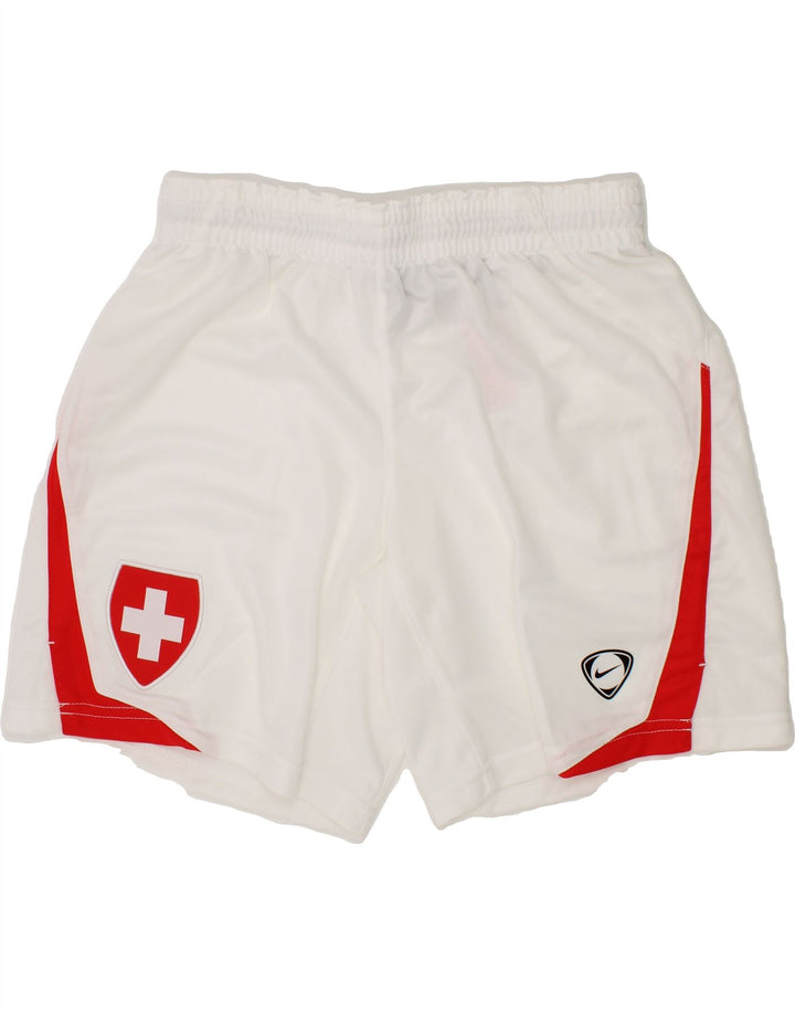 NIKE Boys Switzerland Graphic Sport Shorts 10-11 Years Medium White Vintage Nike and Second-Hand Nike from Messina Hembry 