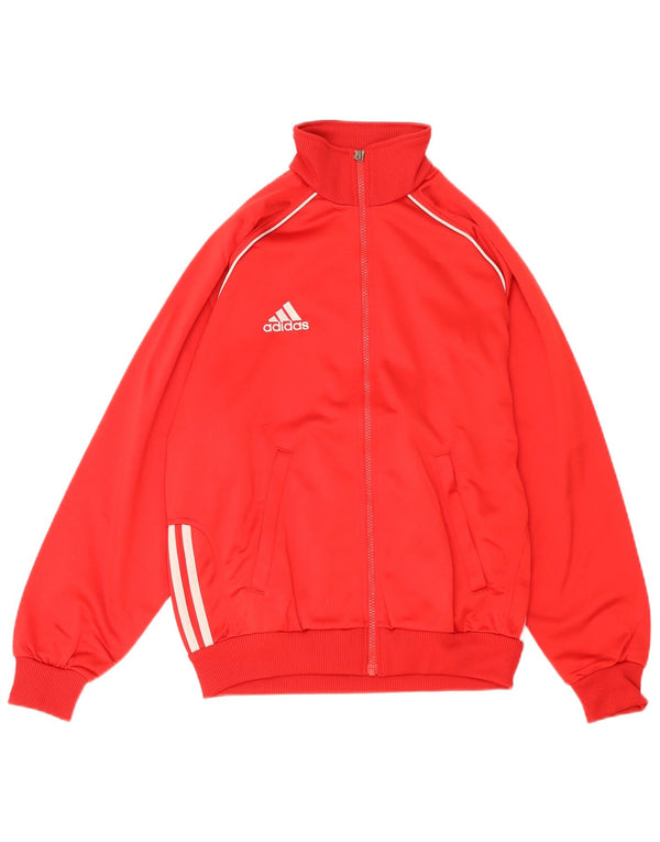 Adidas Boys Tracksuit Top Jacket 13-14 Years Red Polyester