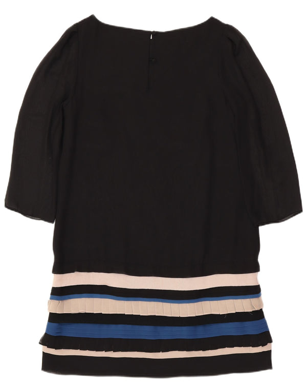 MONSOON Womens 3/4 Sleeve Sheath Dress UK 12 Medium  Black Striped