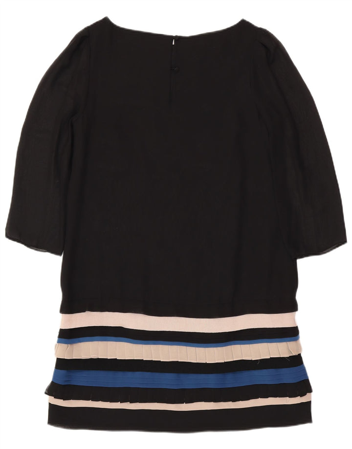 MONSOON Womens 3/4 Sleeve Sheath Dress UK 12 Medium  Black Striped