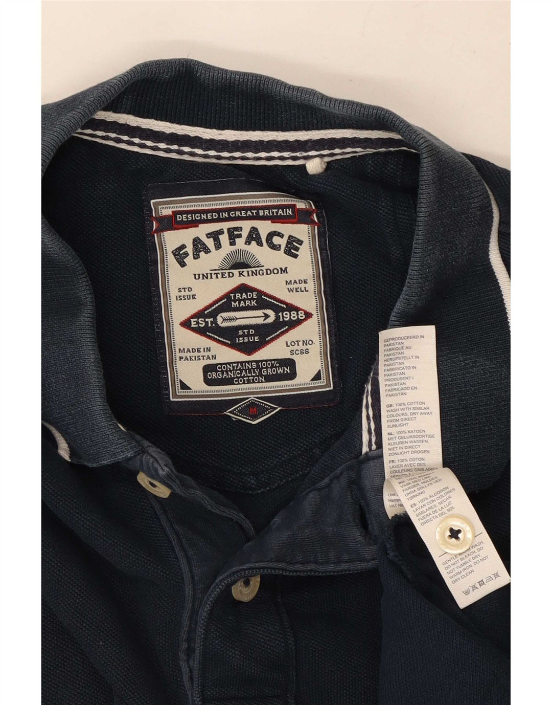 Fat Face Mens Polo Shirt Medium Navy Blue Cotton