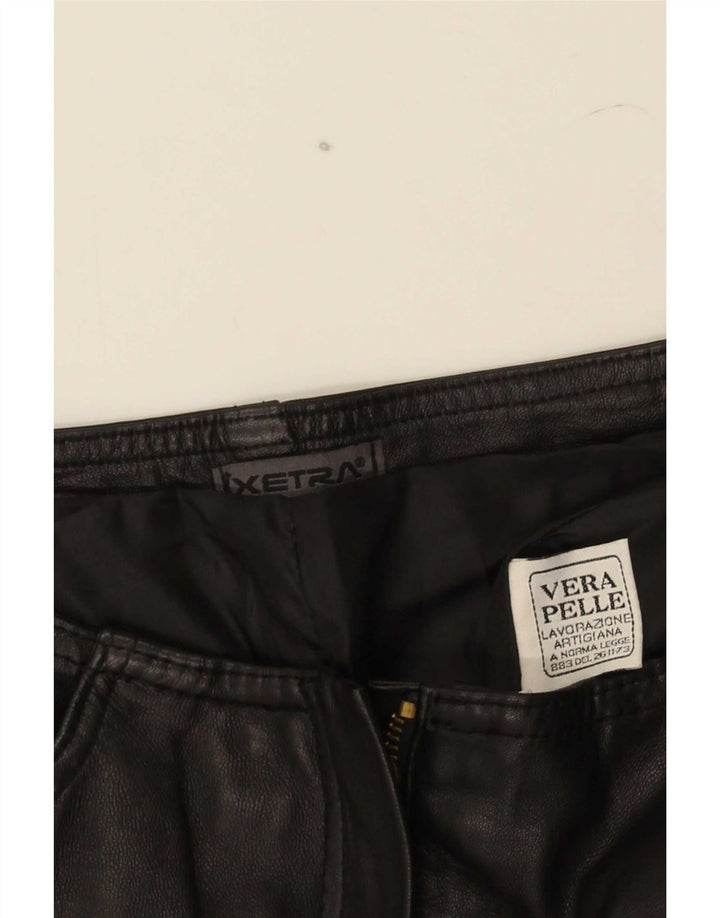 XETRA Womens Bootcut Leather Trousers IT 42 Medium W28 L32 Black