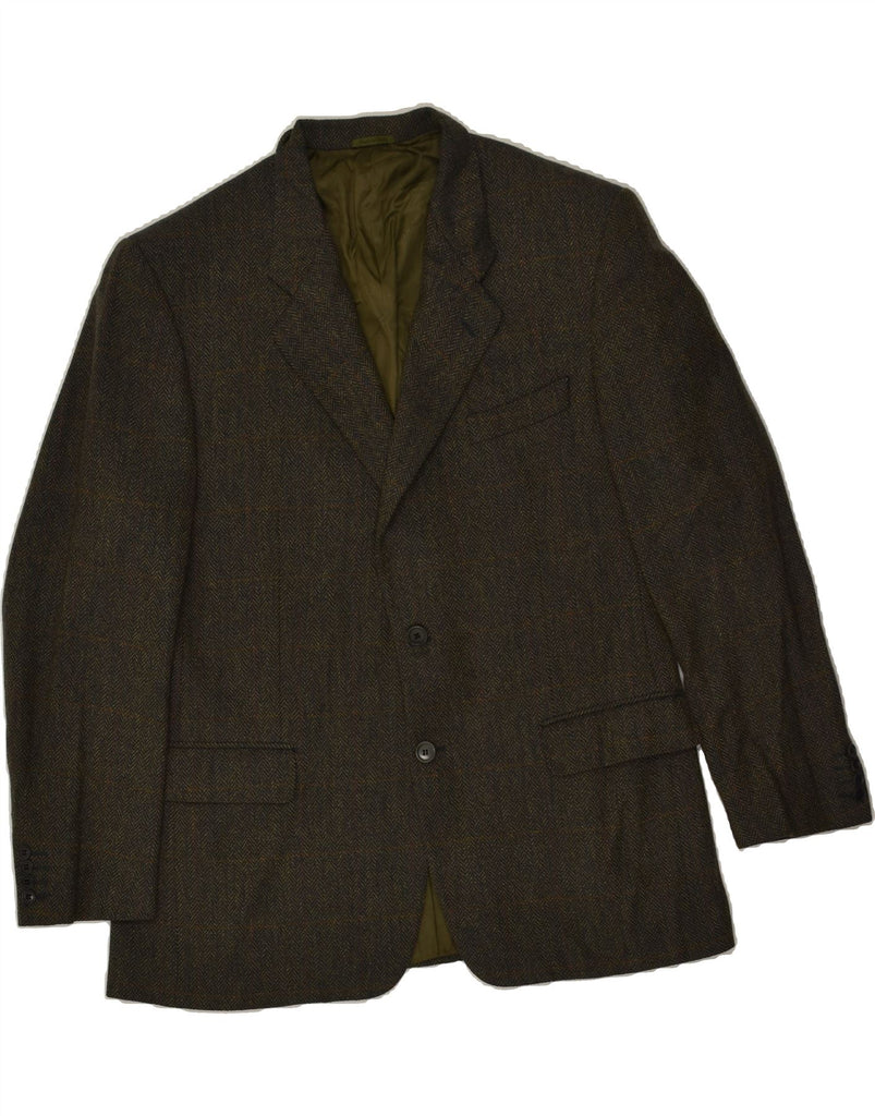 PIERRE CARDIN Mens 2 Button Blazer Jacket UK 40 Large Grey Herringbone | Vintage Pierre Cardin | Thrift | Second-Hand Pierre Cardin | Used Clothing | Messina Hembry 