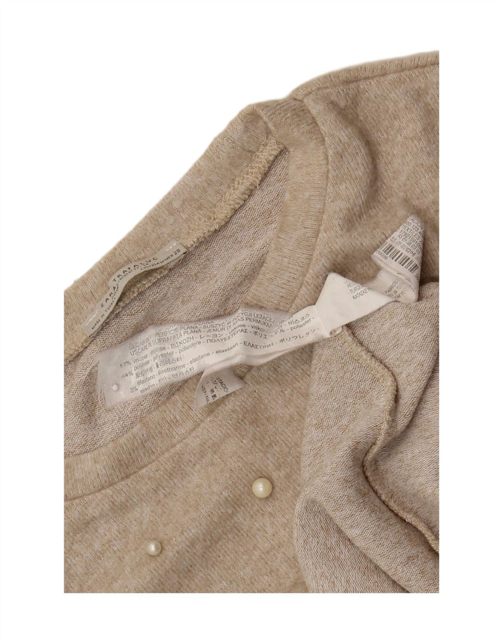 Zara Womens Trafaluc Oversized Blouse Top UK 14 Medium Beige Spotted