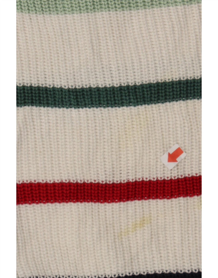 BARBOUR Womens Turtle Neck Jumper Sweater UK 16 Large White Striped Vintage Barbour and Second-Hand Barbour from Messina Hembry 