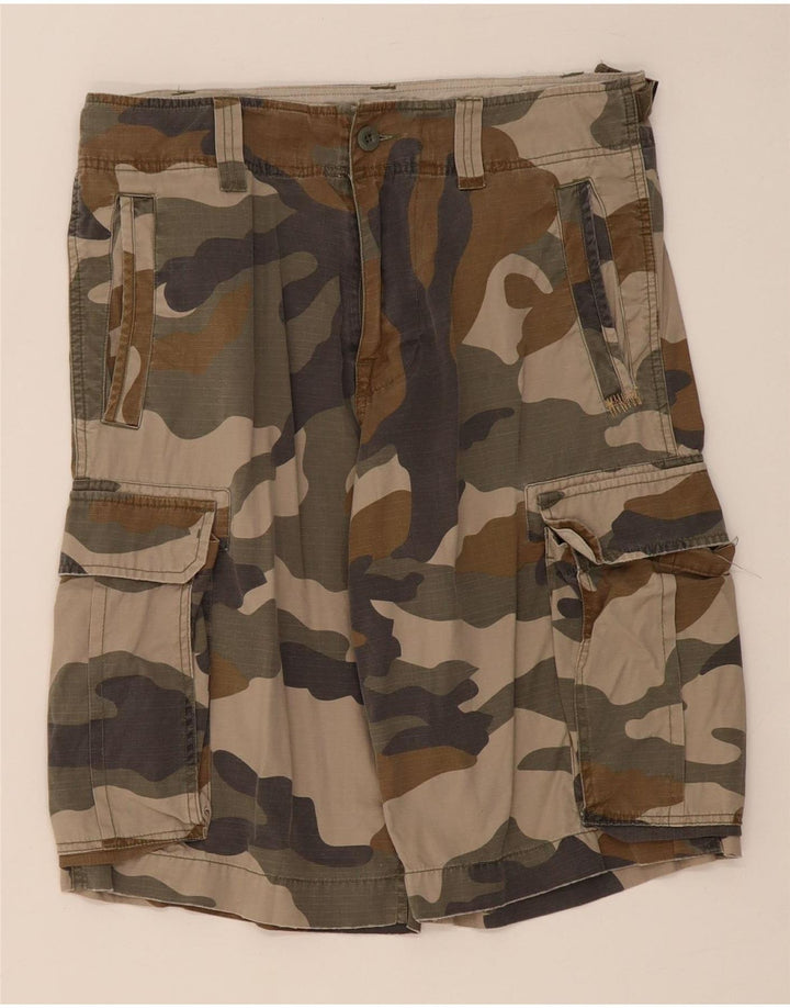 LEE Mens Cargo Shorts W32 Medium Khaki Camouflage Cotton