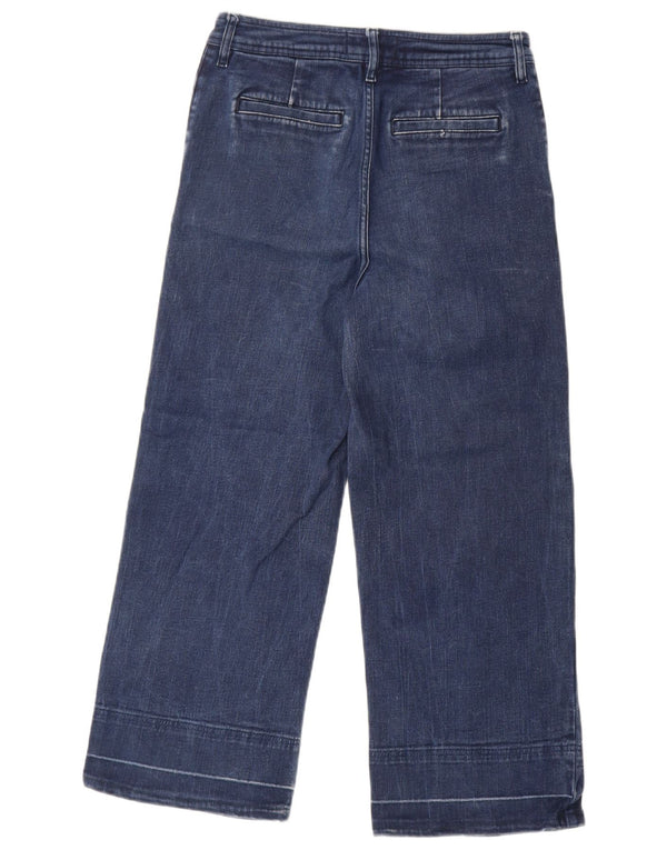Fat Face Womens Wide Leg Cropped Jeans UK 10 Small W30 L24 Navy Blue Cotton