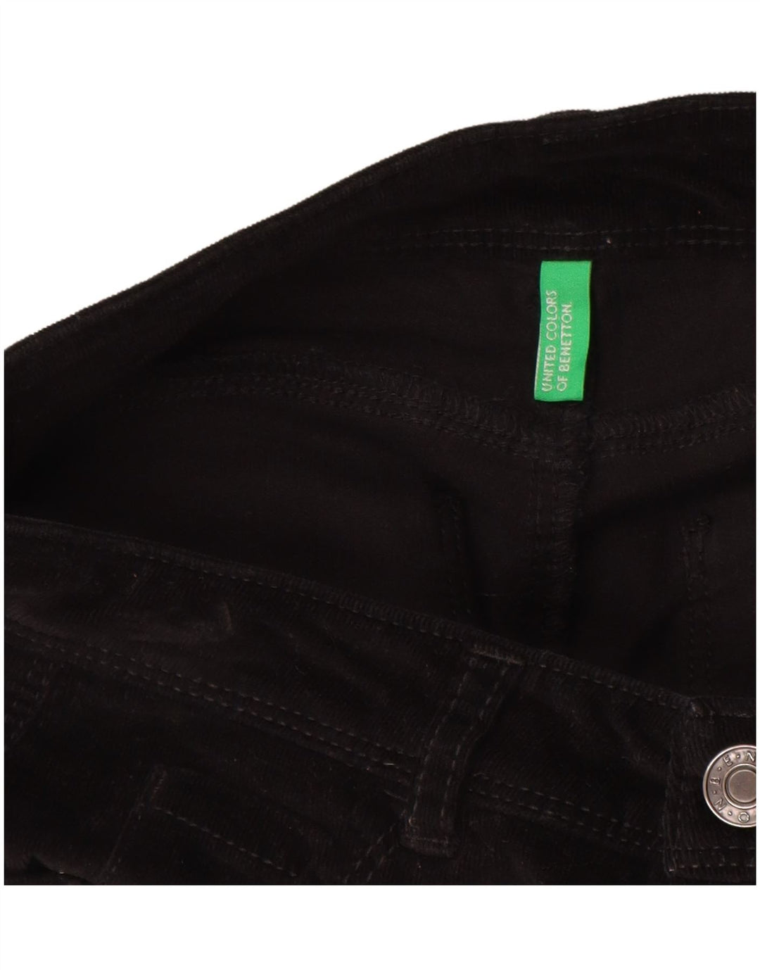 BENETTON Womens Slim Corduroy Trousers W26 L29  Black
