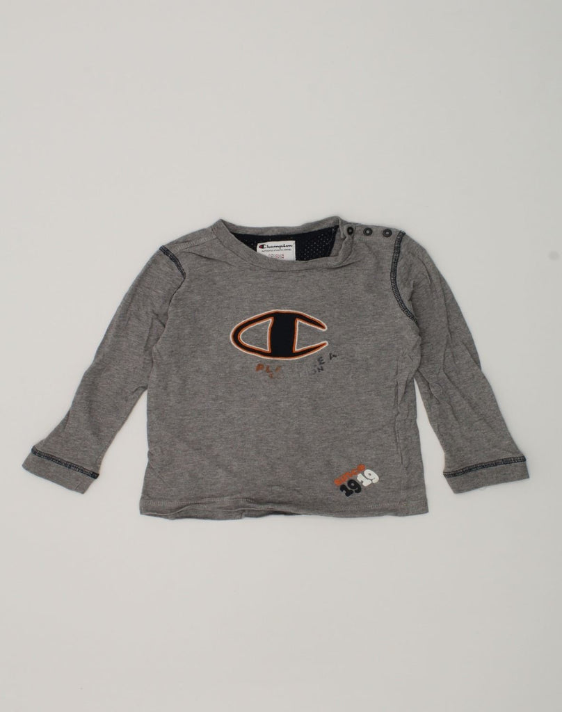 CHAMPION Baby Boys Graphic Top Long Sleeve 18-24 Months Large Grey Cotton | Vintage Champion | Thrift | Second-Hand Champion | Used Clothing | Messina Hembry 