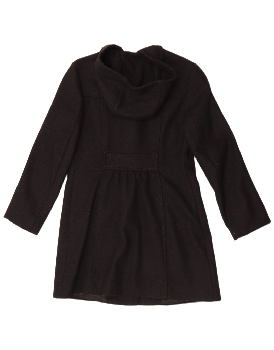 Benetton Womens Hooded Duffle Coat IT 42 Medium Black Wool