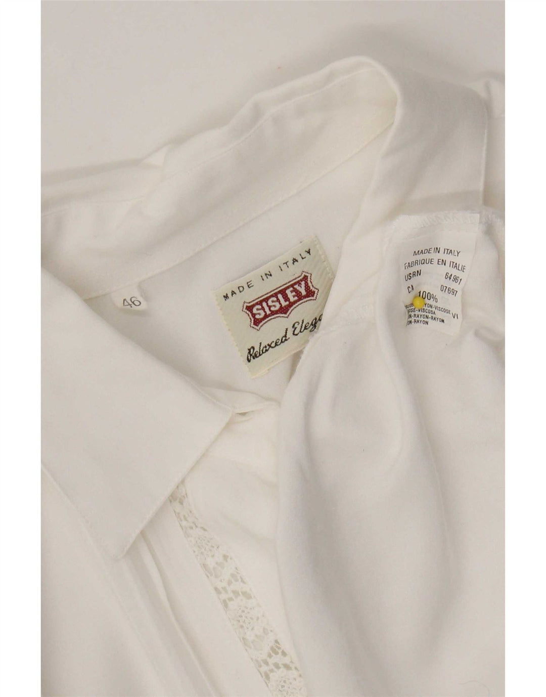 Sisley Womens Shirt IT 46 Large White Floral Viscose