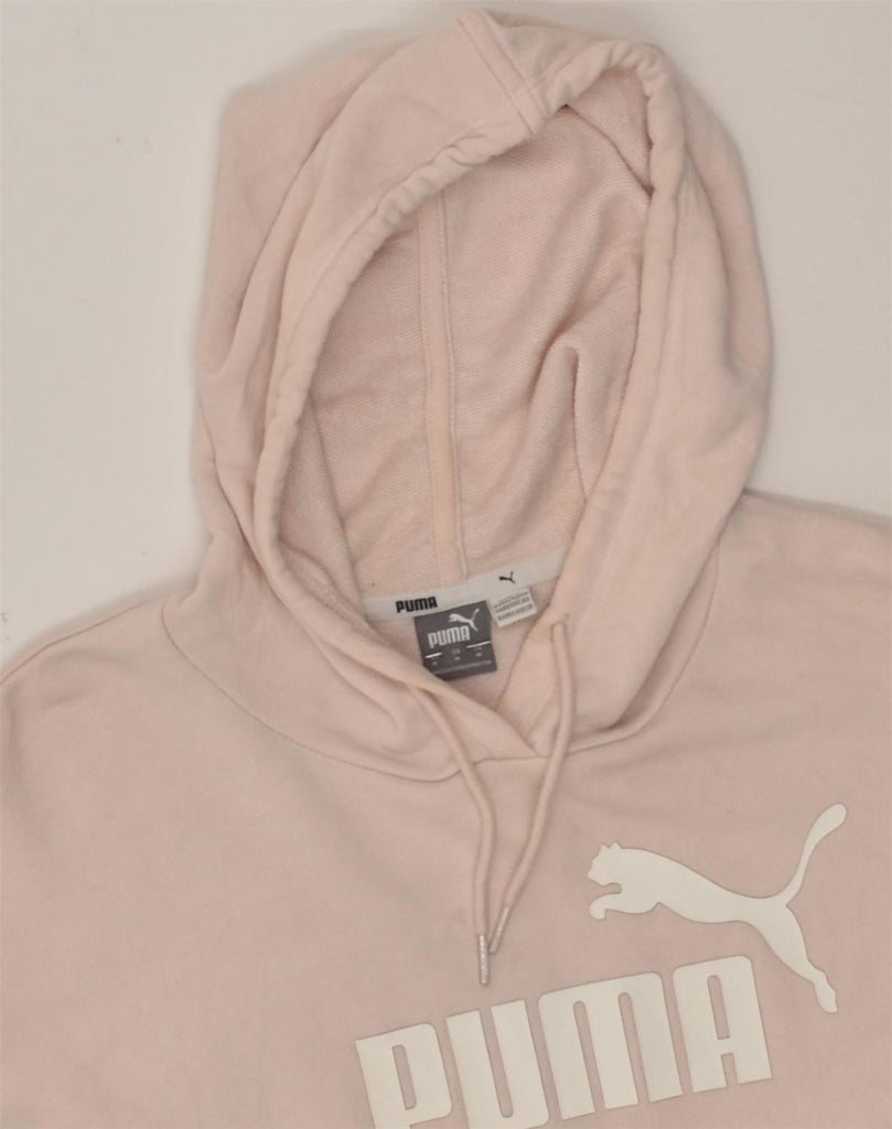 PUMA Womens Graphic Crop Hoodie Jumper UK 14 Medium Pink | Vintage Puma | Thrift | Second-Hand Puma | Used Clothing | Messina Hembry 