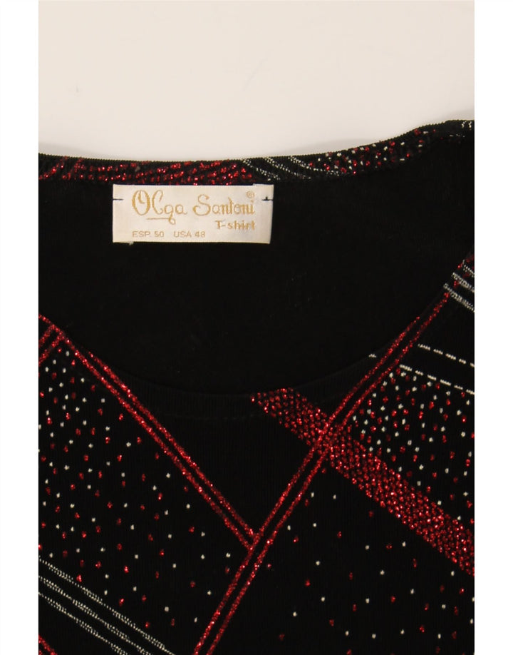 VINTAGE Womens Top Long Sleeve UK 18 XL Black Geometric Polyester Vintage Vintage and Second-Hand Vintage from Messina Hembry 