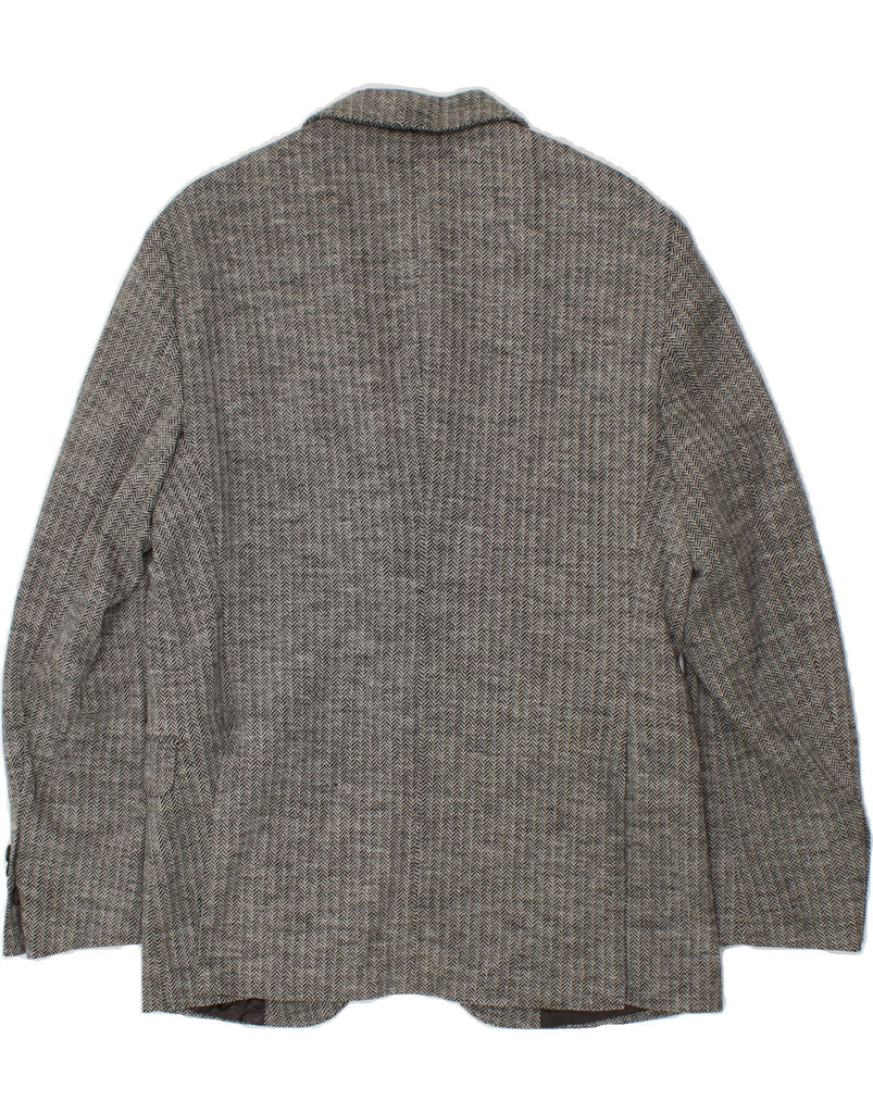 MASSIMO DUTTI Mens 2 Button Blazer Jacket IT 50 Large Grey Herringbone | Vintage Massimo Dutti | Thrift | Second-Hand Massimo Dutti | Used Clothing | Messina Hembry 