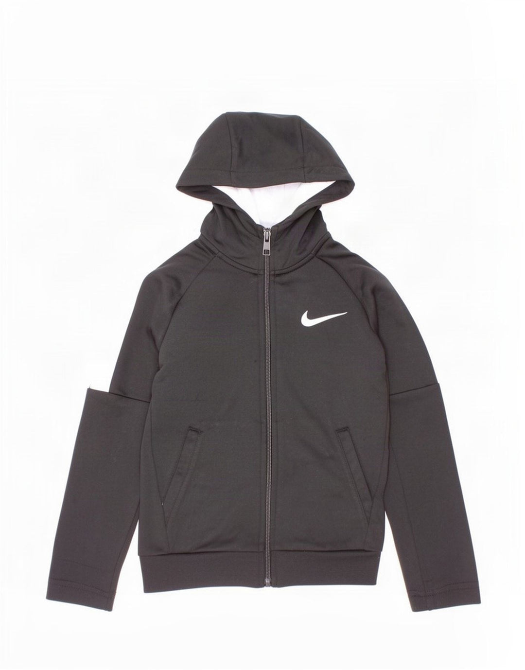 Nike Boys Zip Hoodie Sweater 4-5 Years Small Black Colourblock Polyester