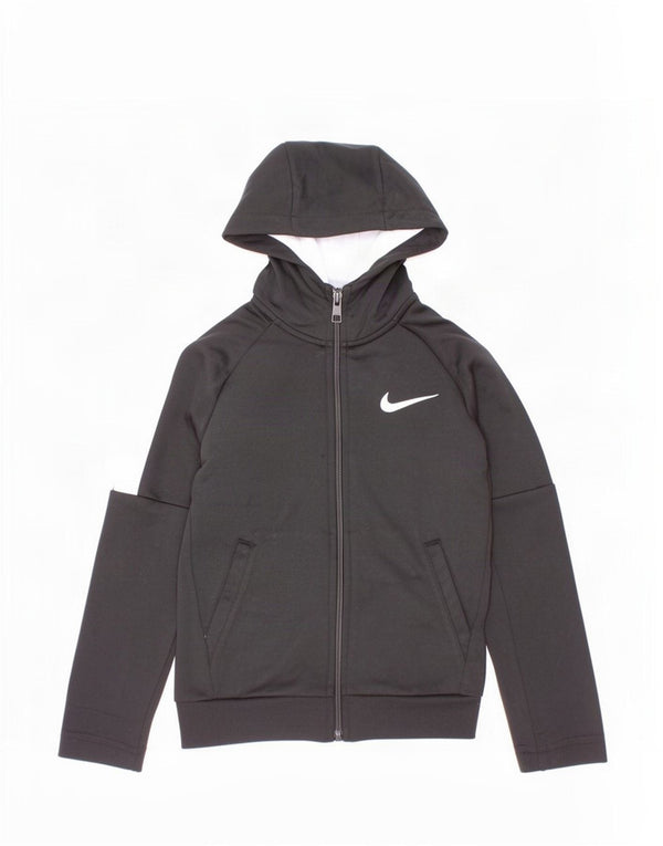 Nike Boys Zip Hoodie Sweater 4-5 Years Small Black Colourblock Polyester