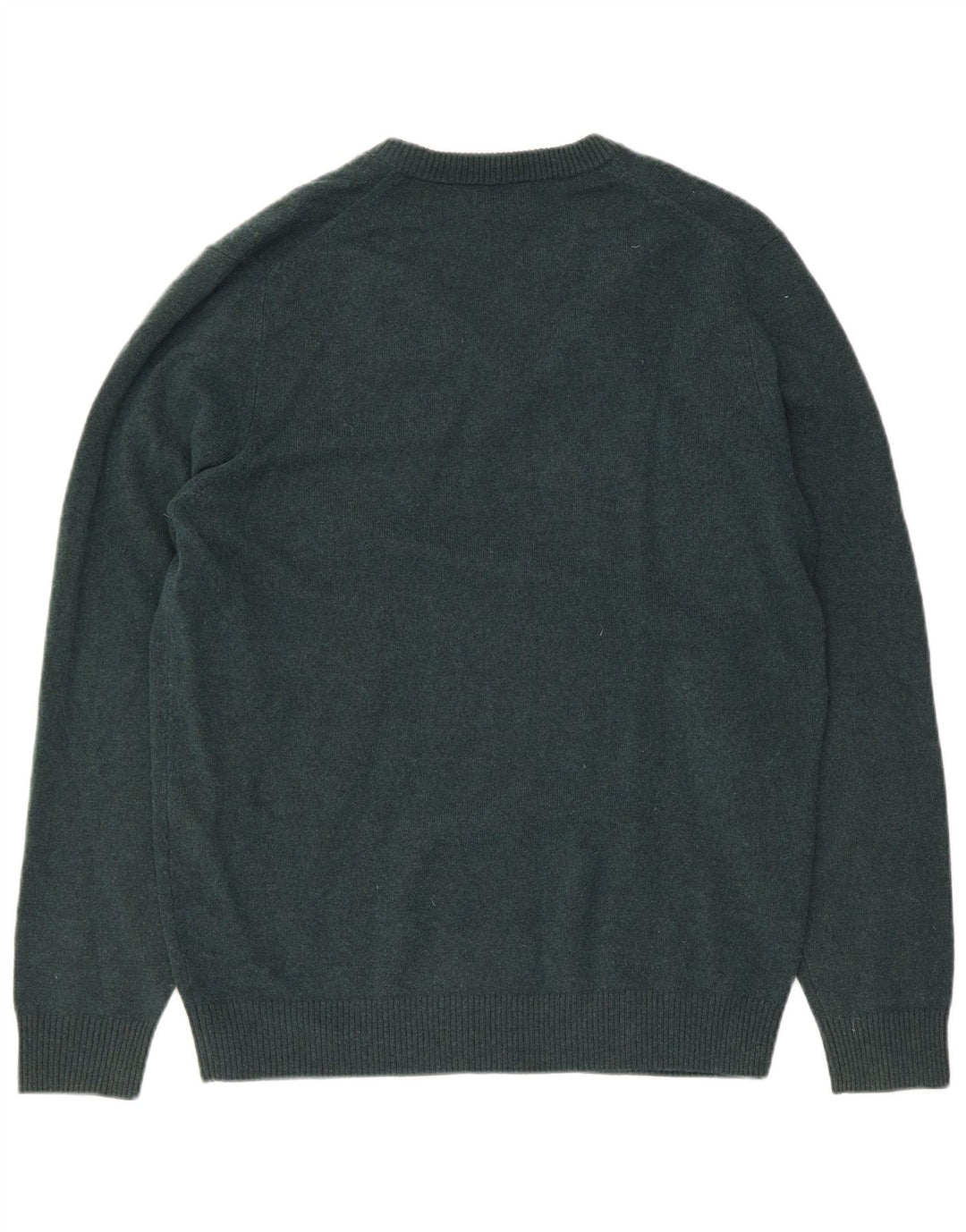 Massimo Dutti Mens V-Neck Jumper Sweater Large Green Wool