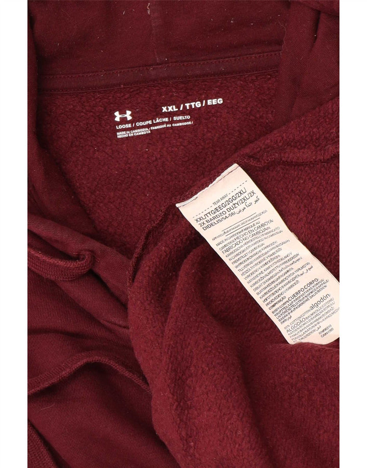 Under Armour Mens Hoodie Jumper 2XL Maroon Cotton