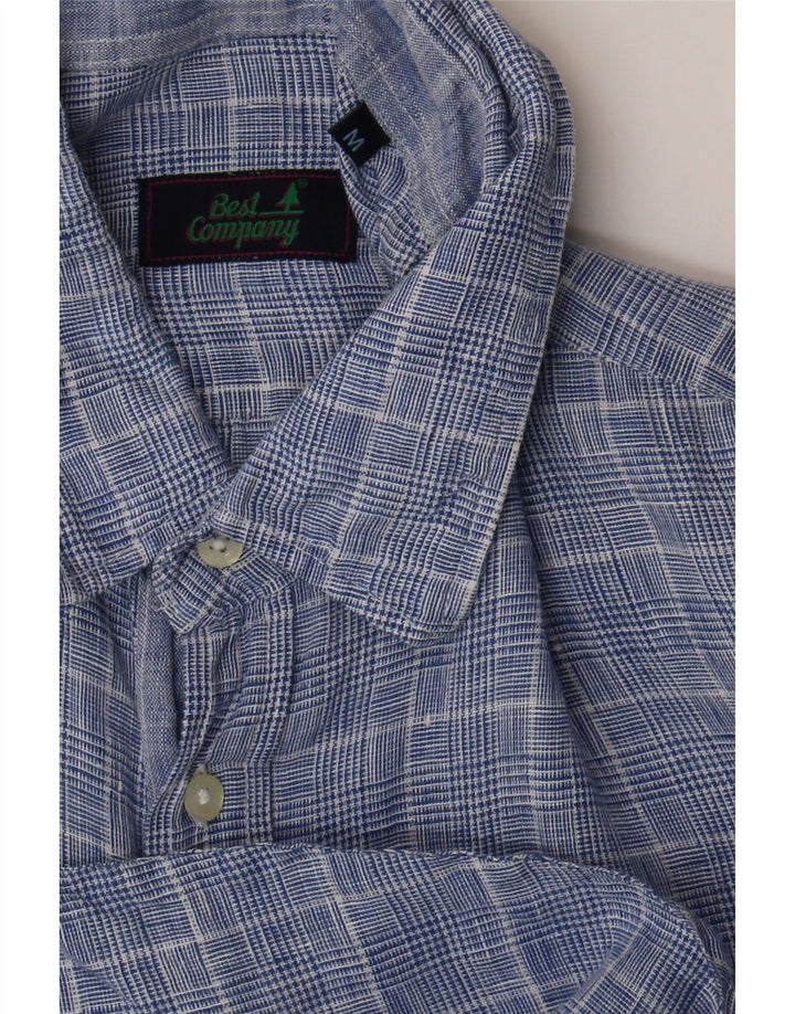 Best Company Mens Short Sleeve Shirt Medium Blue Houndstooth