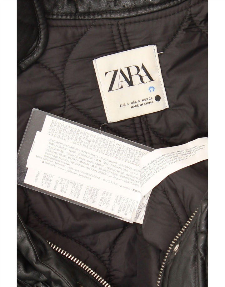 Zara Womens Oversized Quilted Jacket UK 10 Small Black Polyester