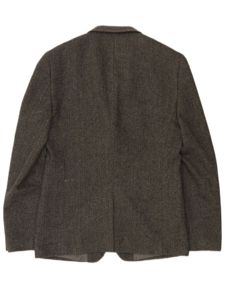 Superdry Mens 2 Button Blazer Jacket UK 38 Medium Grey Herringbone