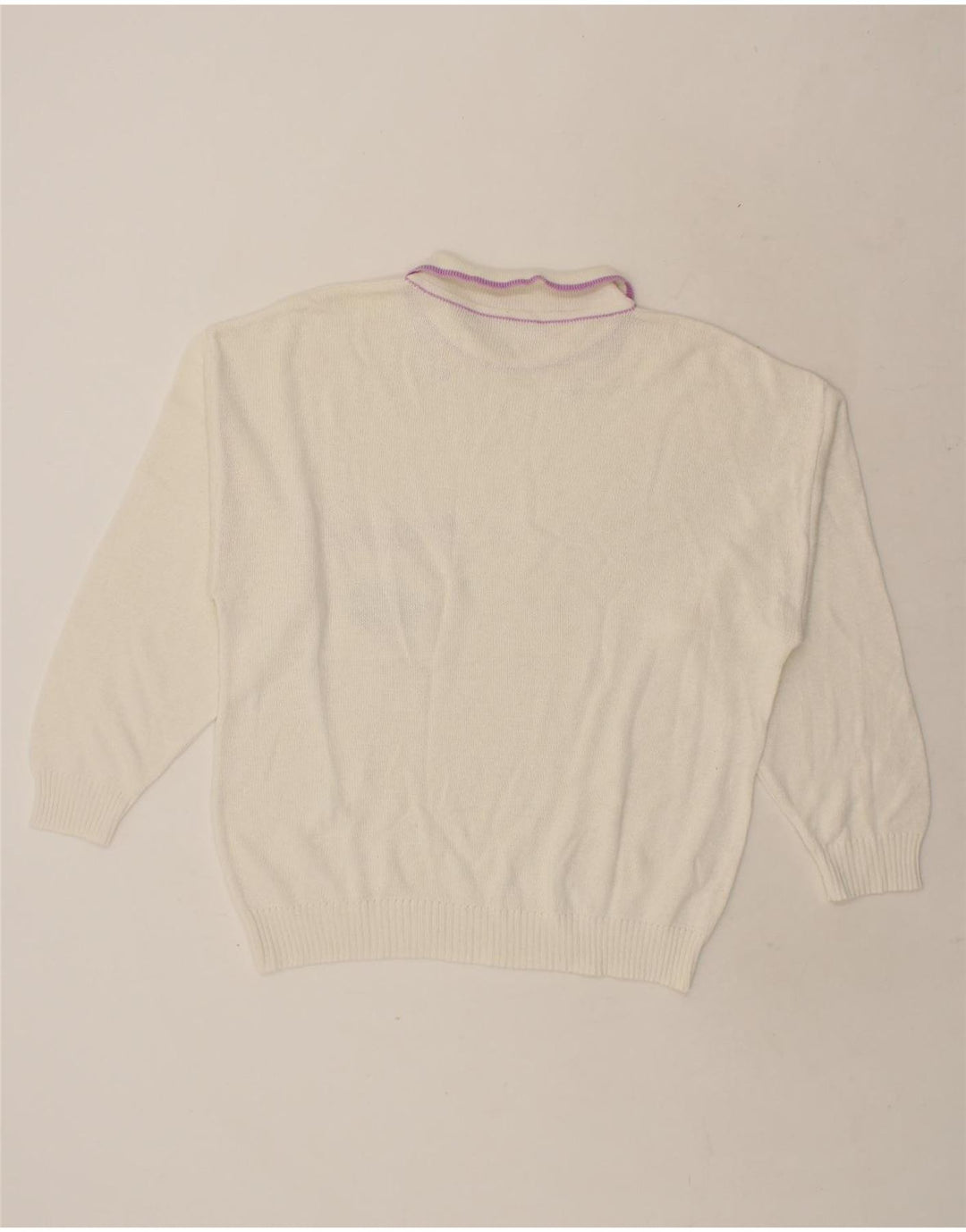 VINTAGE Womens Polo Neck Jumper Sweater IT 52 2XL White Vintage Vintage and Second-Hand Vintage from Messina Hembry 