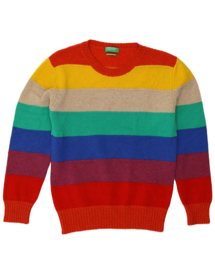 Benetton Womens Crew Neck Jumper Sweater UK 14 Medium Multicoloured Striped