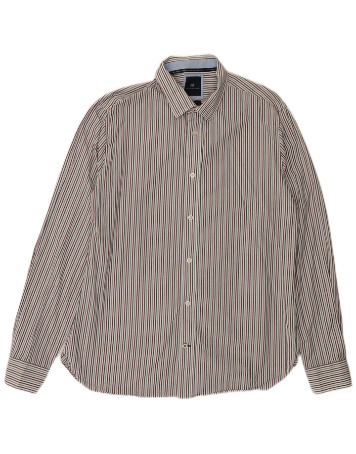 CREW CLOTHING Mens Slim Fit Shirt Large Multicoloured Pinstripe Cotton