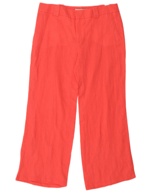 Zara Womens Wide Leg Chino Trousers EU 42 Large W32 L29 Pink Linen