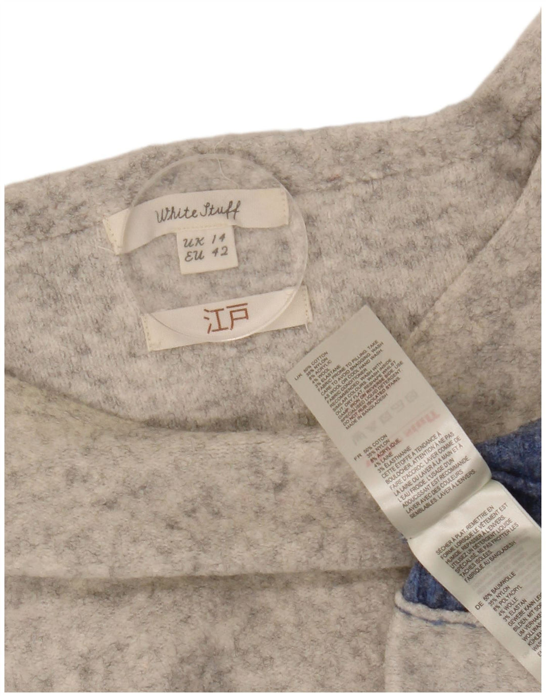 White Stuff Womens Boat Neck Jumper Sweater UK 14 Large Grey Colourblock