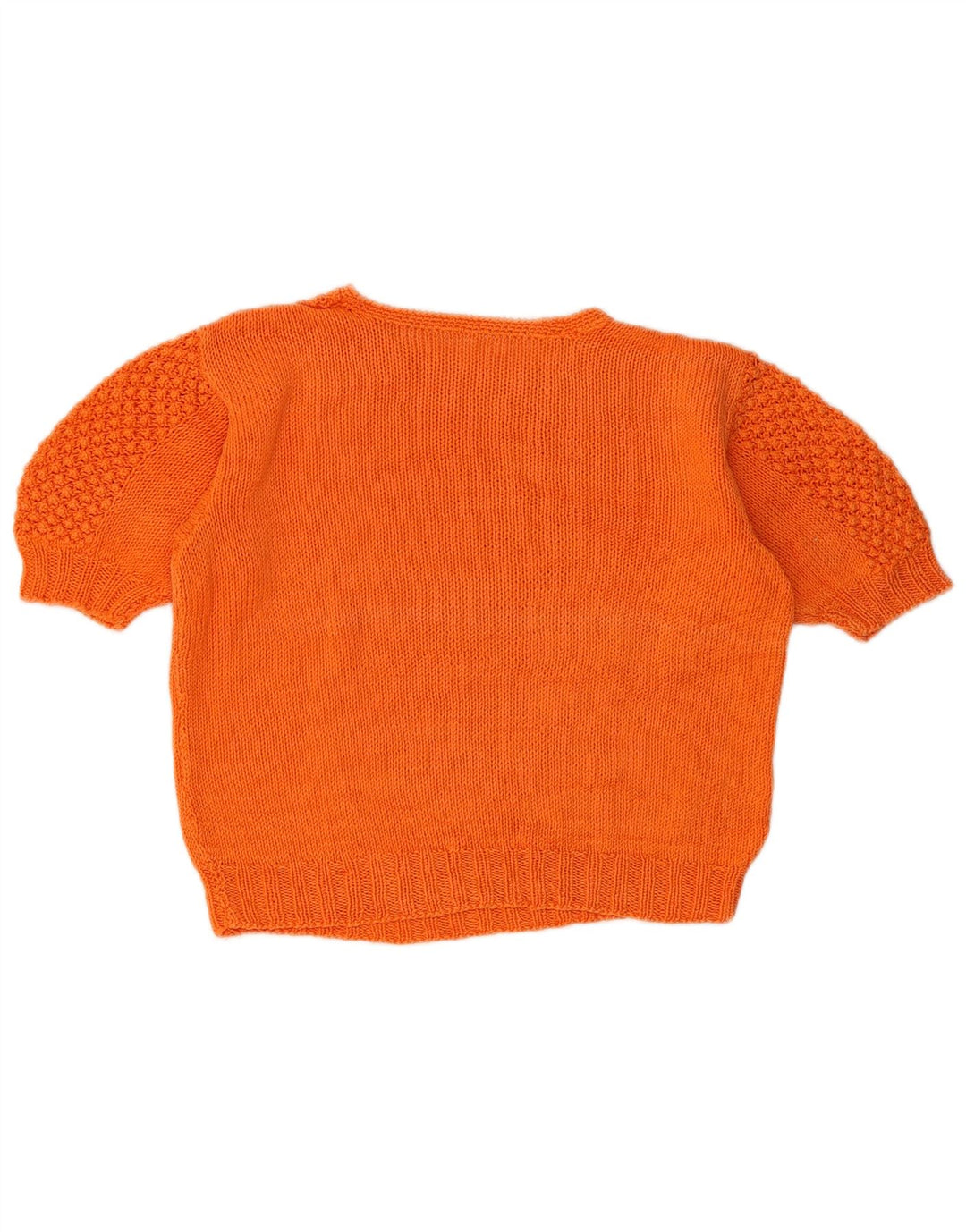 Vintage Womens Crop Crew Neck Jumper Sweater UK 14 Medium Orange