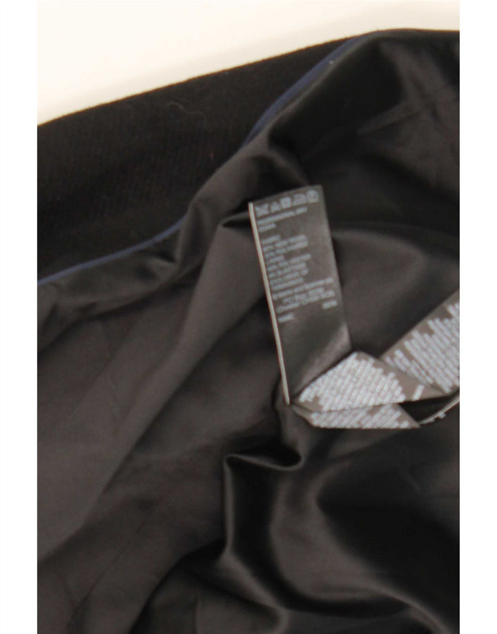 Marks & Spencer Womens Double Breasted Coat UK 14 Medium Black Wool