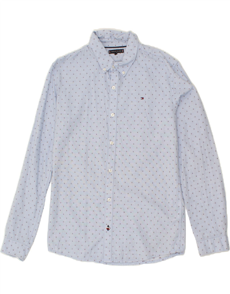 TOMMY HILFIGER Boys Shirt 15-16 Years Blue Spotted Cotton | Vintage Tommy Hilfiger | Thrift | Second-Hand Tommy Hilfiger | Used Clothing | Messina Hembry 