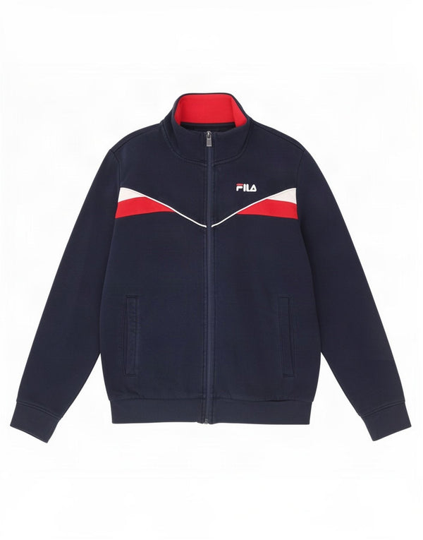 Fila Mens Tracksuit Top Jacket Small Navy Blue Colourblock Cotton
