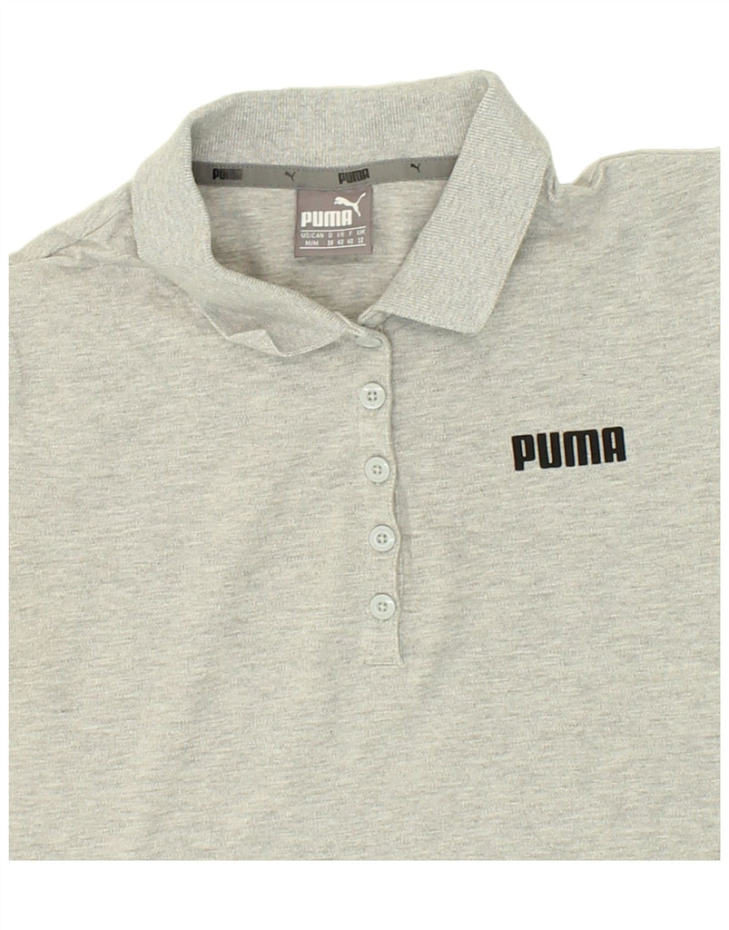 PUMA Womens Polo Shirt UK 12 Medium  Grey Cotton | Vintage Puma | Thrift | Second-Hand Puma | Used Clothing | Messina Hembry 