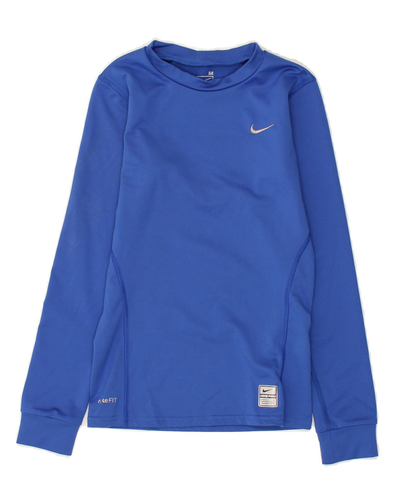 NIKE Boys Dri Fit Top Long Sleeve 10-11 Years Medium Blue Polyester | Vintage Nike | Thrift | Second-Hand Nike | Used Clothing | Messina Hembry 