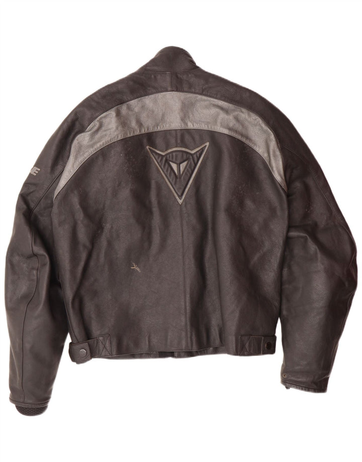 DAINESE Mens Graphic Racer Jacket Size 54 Large Black Colourblock Leather