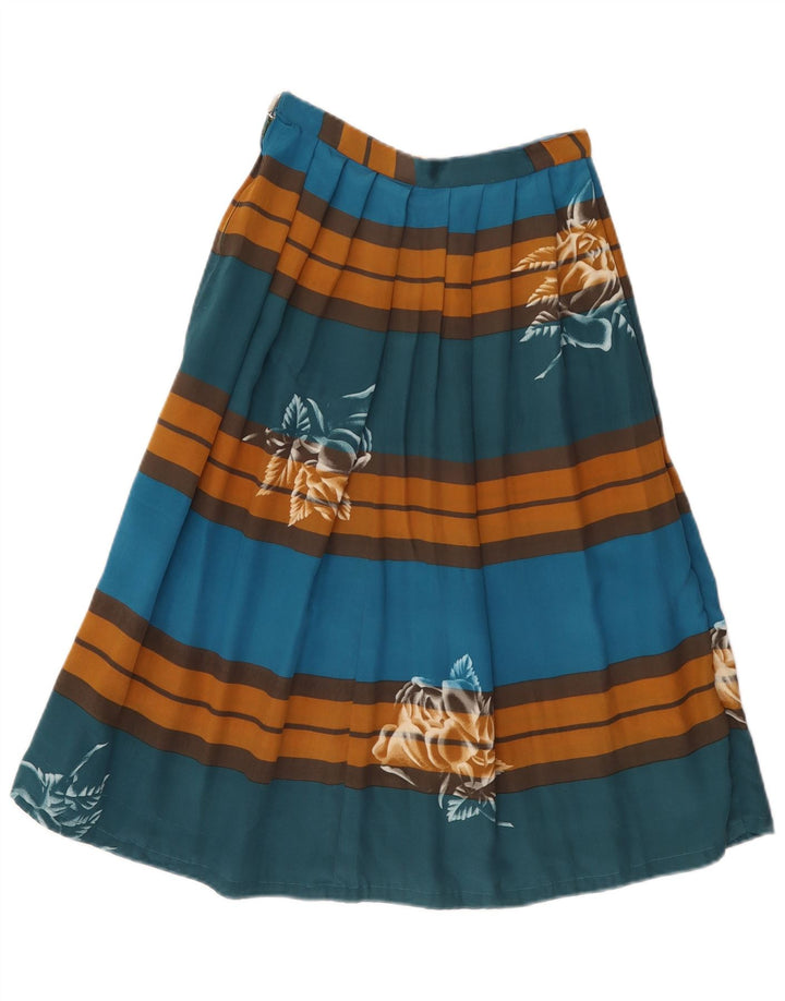 Vintage Womens Pleated A-Line Skirt W24 XS Multicoloured Striped