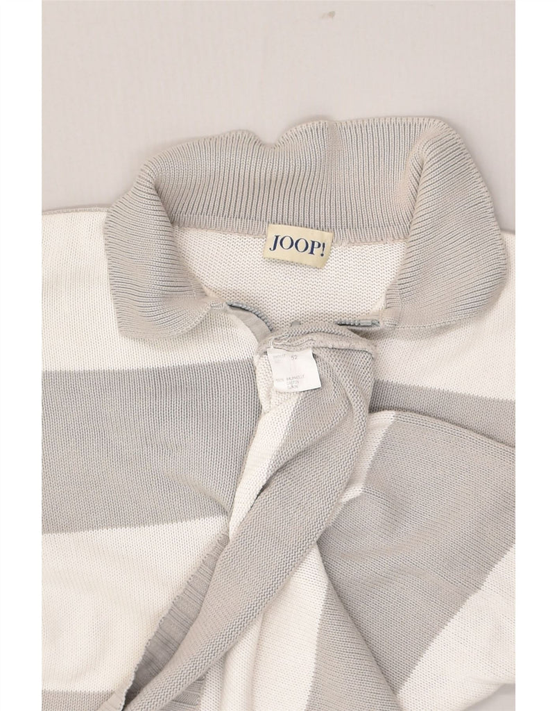 JOOP Mens Polo Neck Jumper Sweater IT 52 Large Grey Colourblock Cotton | Vintage Joop | Thrift | Second-Hand Joop | Used Clothing | Messina Hembry 