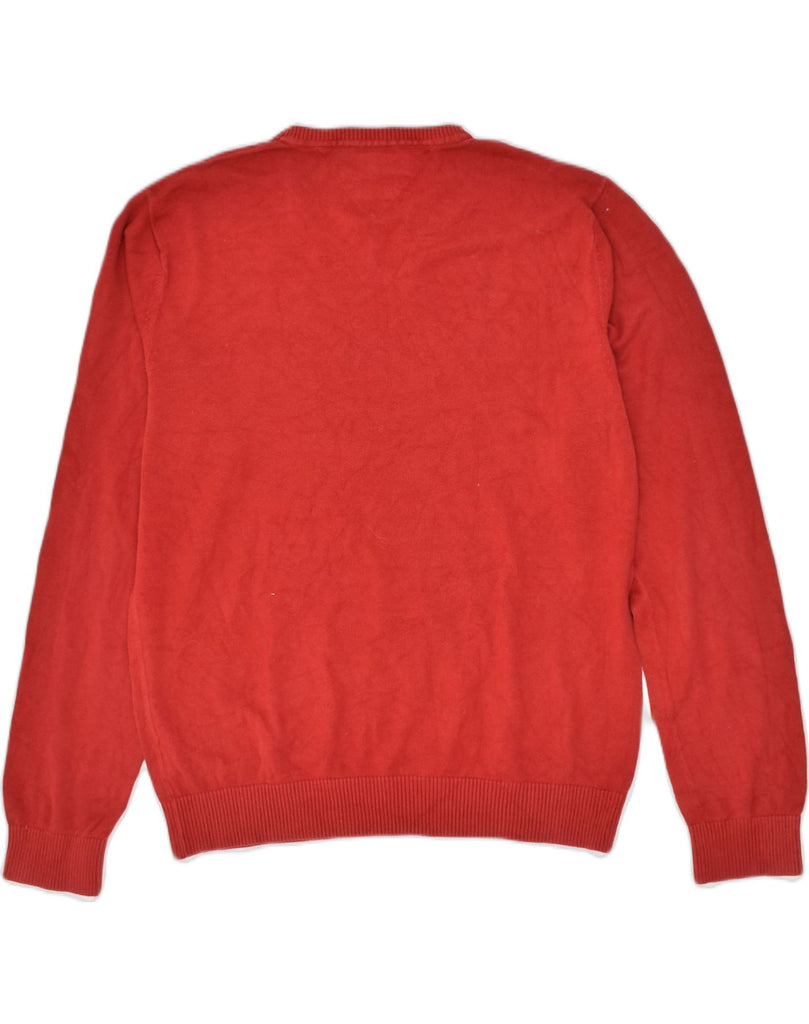 TOMMY HILFIGER Mens V-Neck Jumper Sweater XL Red Cotton | Vintage Tommy Hilfiger | Thrift | Second-Hand Tommy Hilfiger | Used Clothing | Messina Hembry 