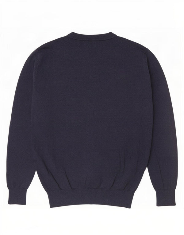 Massimo Dutti Mens V-Neck Jumper Sweater Medium Navy Blue