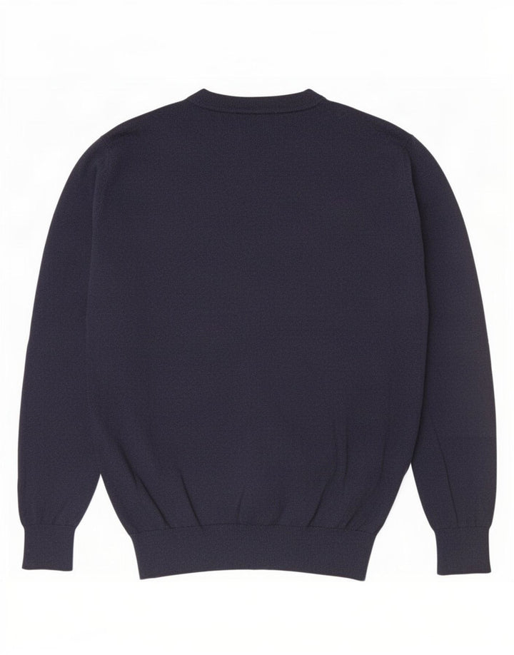 Massimo Dutti Mens V-Neck Jumper Sweater Medium Navy Blue