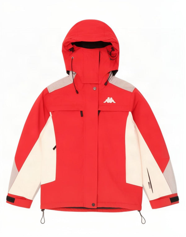 Kappa Womens Hooded Ski Jacket UK 14 Medium Red Colourblock Polyester