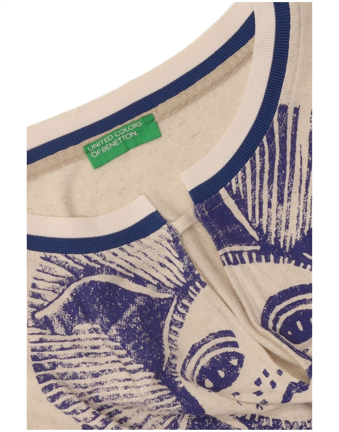 Benetton Womens Crop Batwing Blouse Top UK 14 Medium Off White