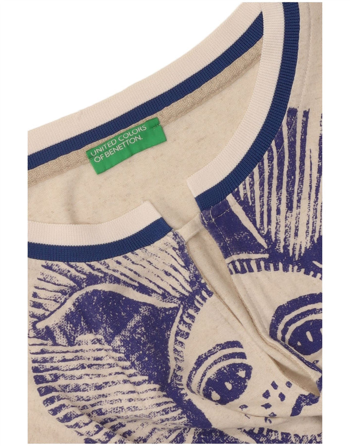 Benetton Womens Crop Batwing Blouse Top UK 14 Medium Off White