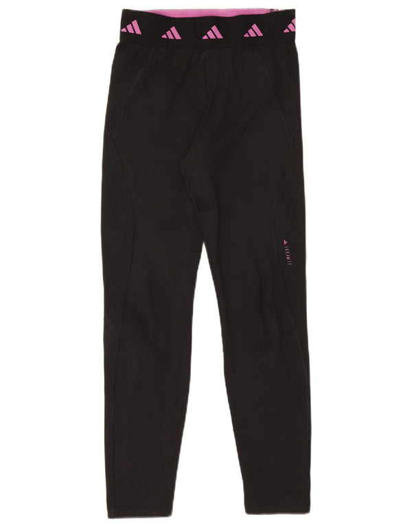 Adidas Girls Aeroready Graphic Leggings 13-14 Years Black Polyester