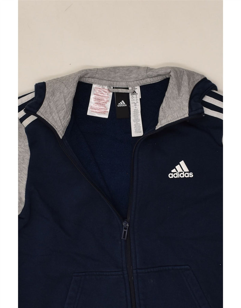 ADIDAS Boys Zip Hoodie Sweater 11-12 Years Navy Blue Cotton | Vintage Adidas | Thrift | Second-Hand Adidas | Used Clothing | Messina Hembry 