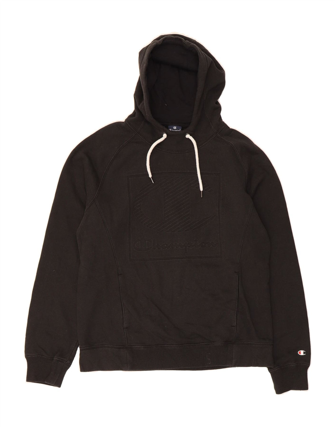 CHAMPION Mens Graphic Hoodie Jumper Large Black Cotton Vintage Champion and Second-Hand Champion from Messina Hembry 